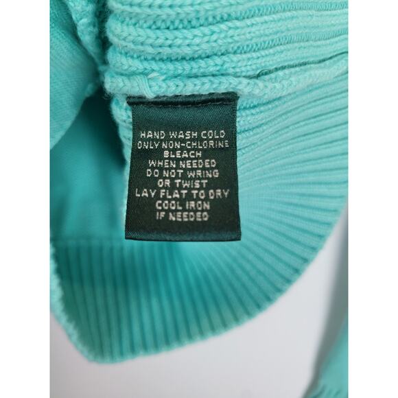 Lauren Ralph Lauren Active Mock Neck Knit Full Zip Teal Turquoise Sweater Size M - Picture 6 of 12